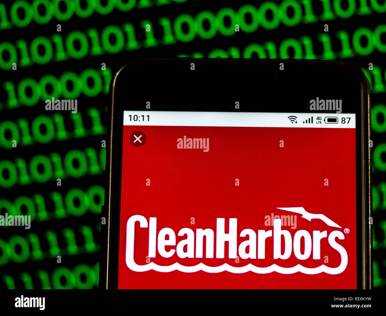 Kiev, Ukraine. 20 Jan, 2019. Clean Harbors gestion des déchets logo de l'entreprise vu affichée sur un téléphone intelligent. Crédit : Igor Golovniov SOPA/Images/ZUMA/Alamy Fil Live News Banque D'Images