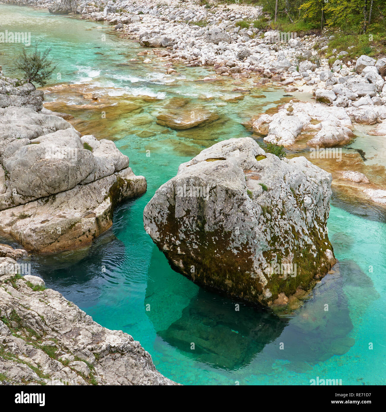 Veliki Korita sur la rivière Soca, près de la vallée de la soca, soca, Primorska, Slovénie Banque D'Images