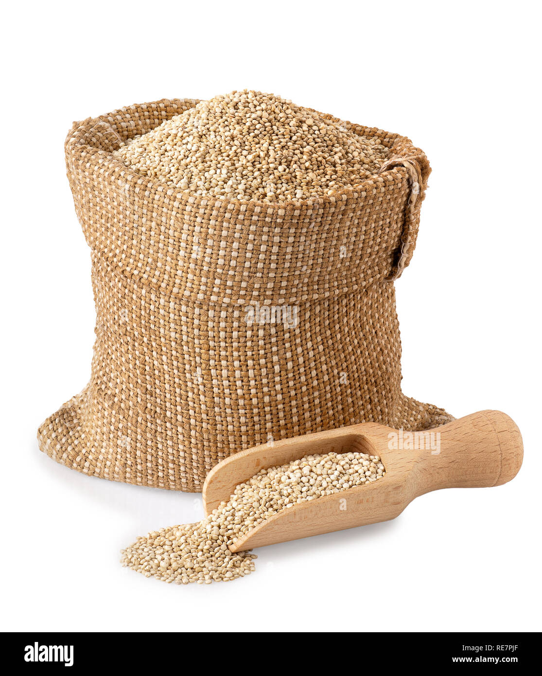 Les graines de quinoa dans un sac Banque D'Images