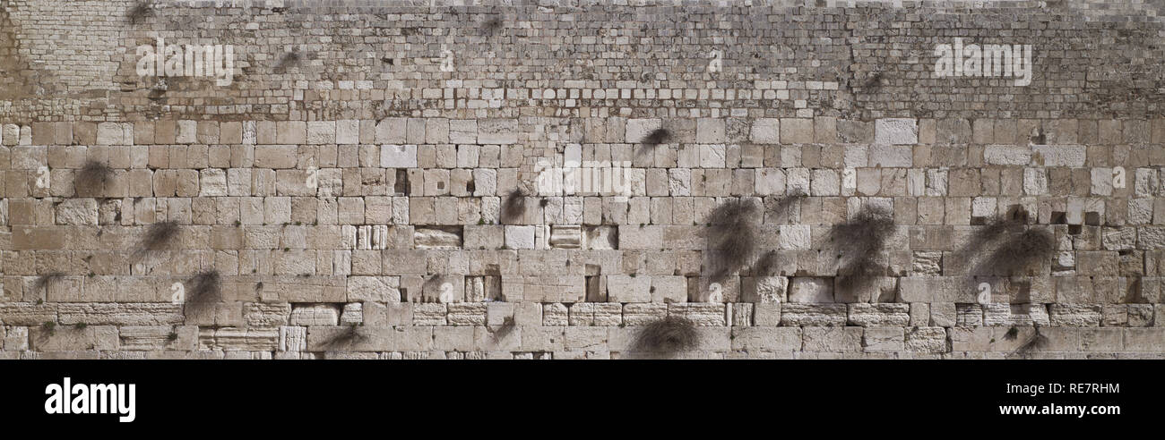 Mur Occidental ou Mur des lamentations, vieille ville de Jérusalem, Israël - Vue panoramique Banque D'Images