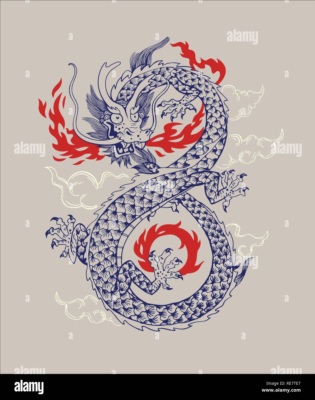 Dragon Chinois Traditionnels Illustration Vectorielle Dragon Oriental Ornement Isole Forme Infiniti Contours Silhouette La Mythologie Asiatique Animal Conception Graphique Pour L Imprimer Ou D Un Tatouage Image Vectorielle Stock Alamy