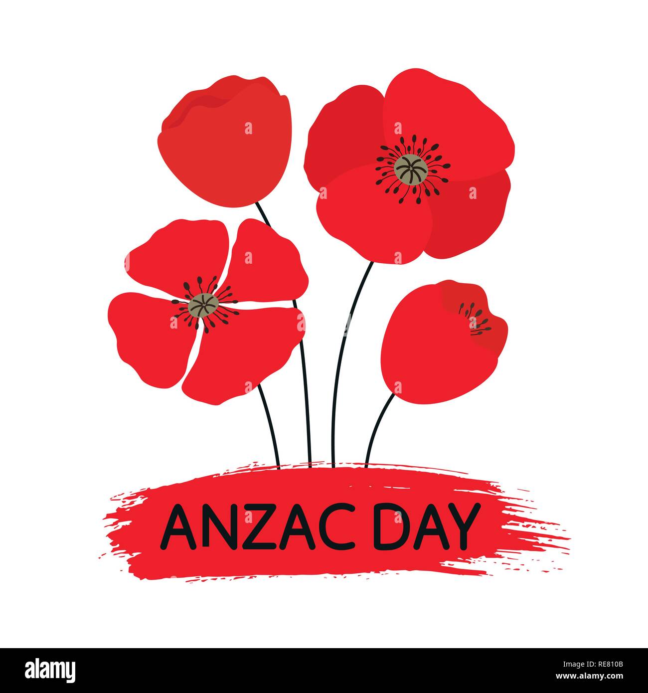 La Journée de l'ANZAC. Bouquet de fleurs de pavot. Vector illustration Illustration de Vecteur
