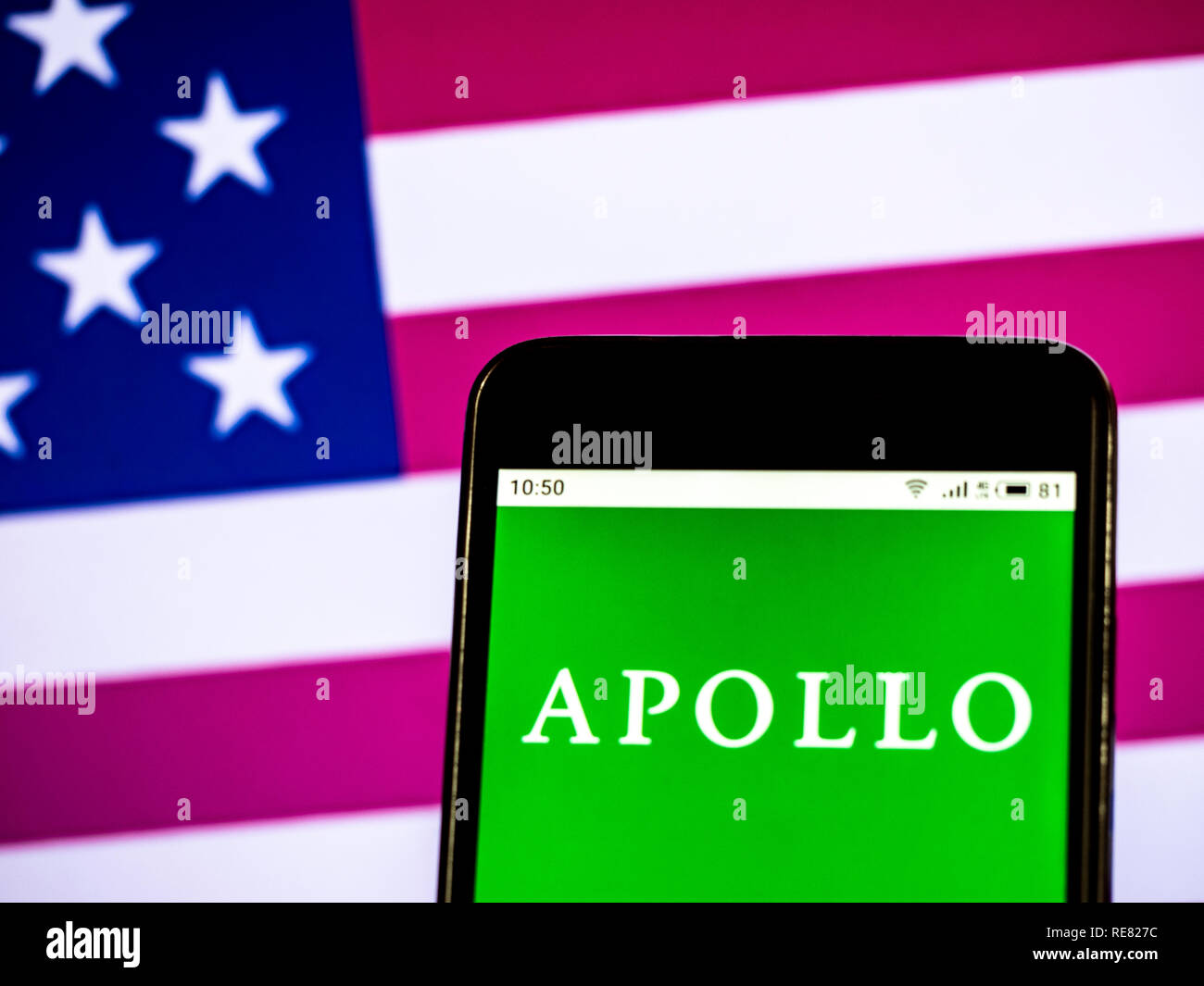 Apollo Global Management Private equity logo de l'entreprise vu affichée sur smart phone Banque D'Images