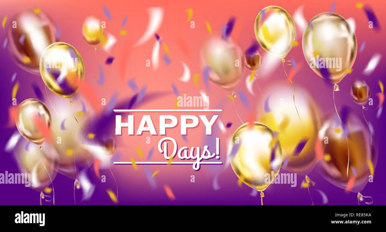 Disco Party image matallic violet avec des ballons et des confettis d'aluminium Illustration de Vecteur