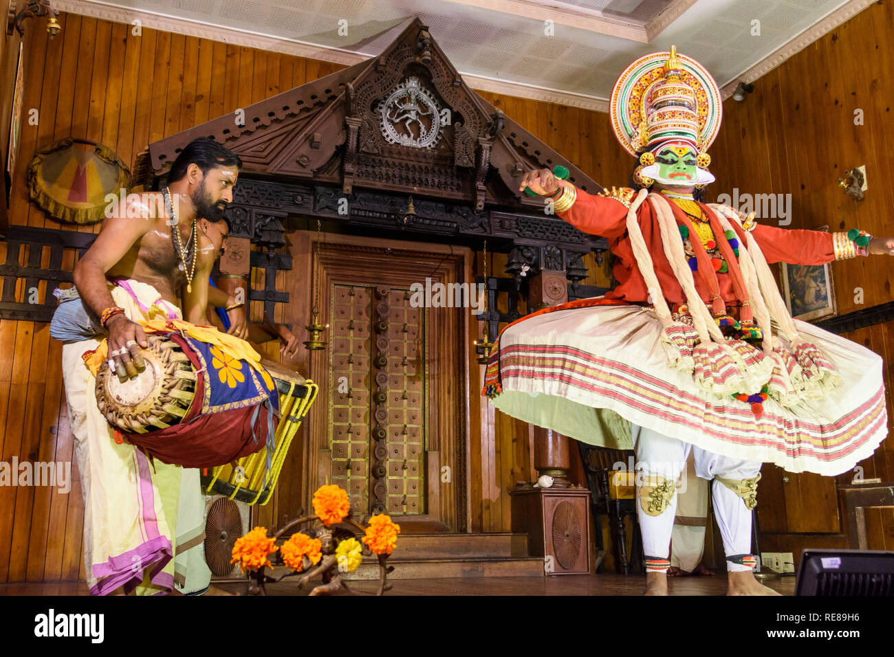 Jeu traditionnel / danse Kathakali Kerala, Cochin, performance, Kochi, Kerala, Inde Banque D'Images