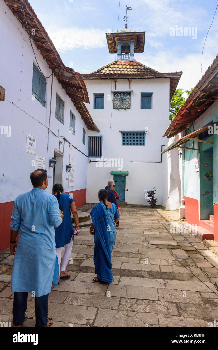 Tour de l'horloge, Synagogue Paradesi, Cochin, Kochi, Kerala, Inde Banque D'Images