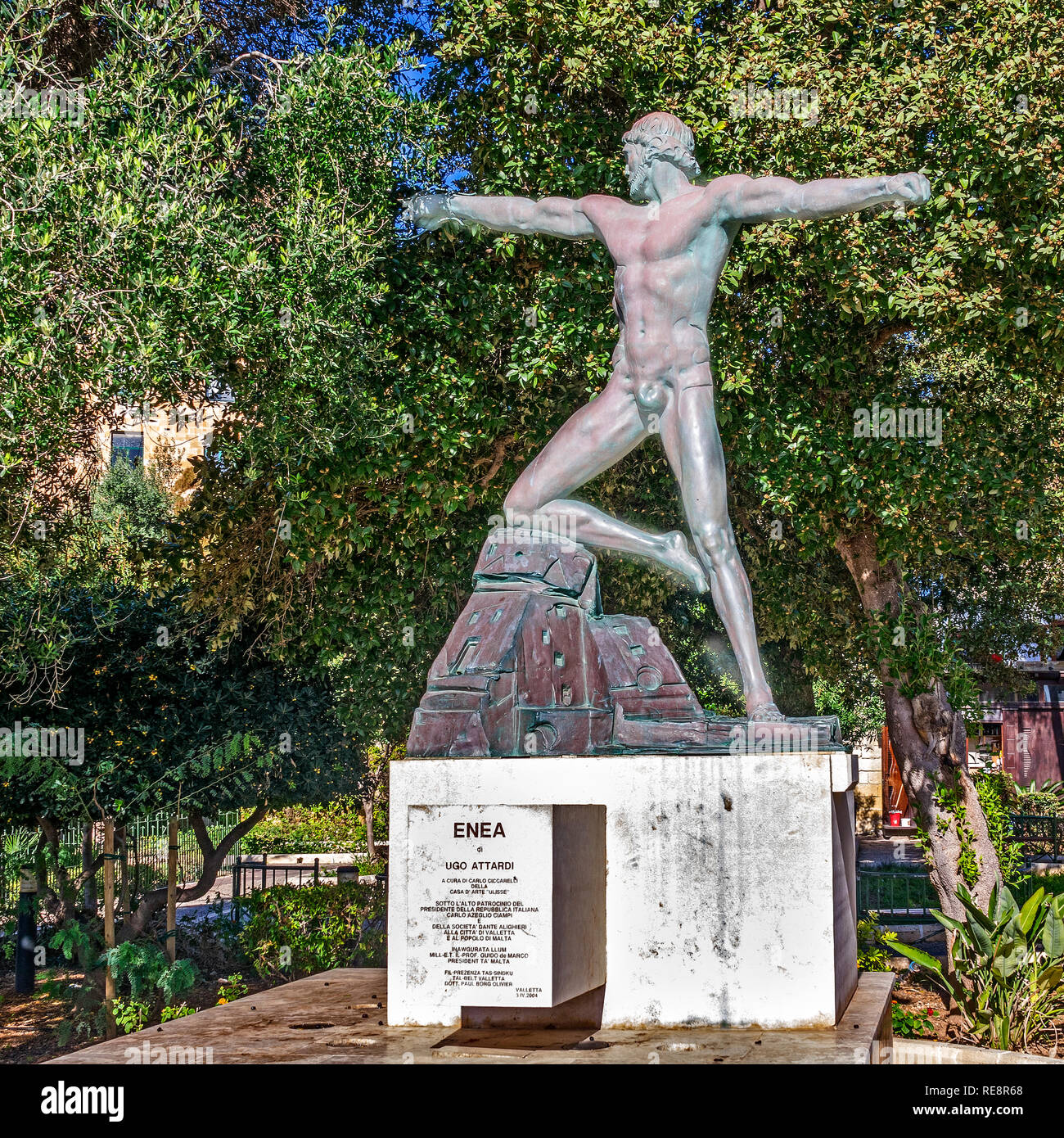 Statue de l'ENEA, Jardins Barrakka, La Valette, Malte Banque D'Images