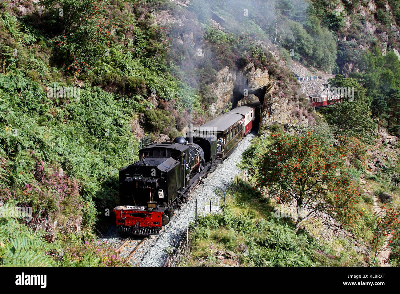 N° 143 tête de l'Aberglaslyn pass sur le welsh Highland railway. Banque D'Images