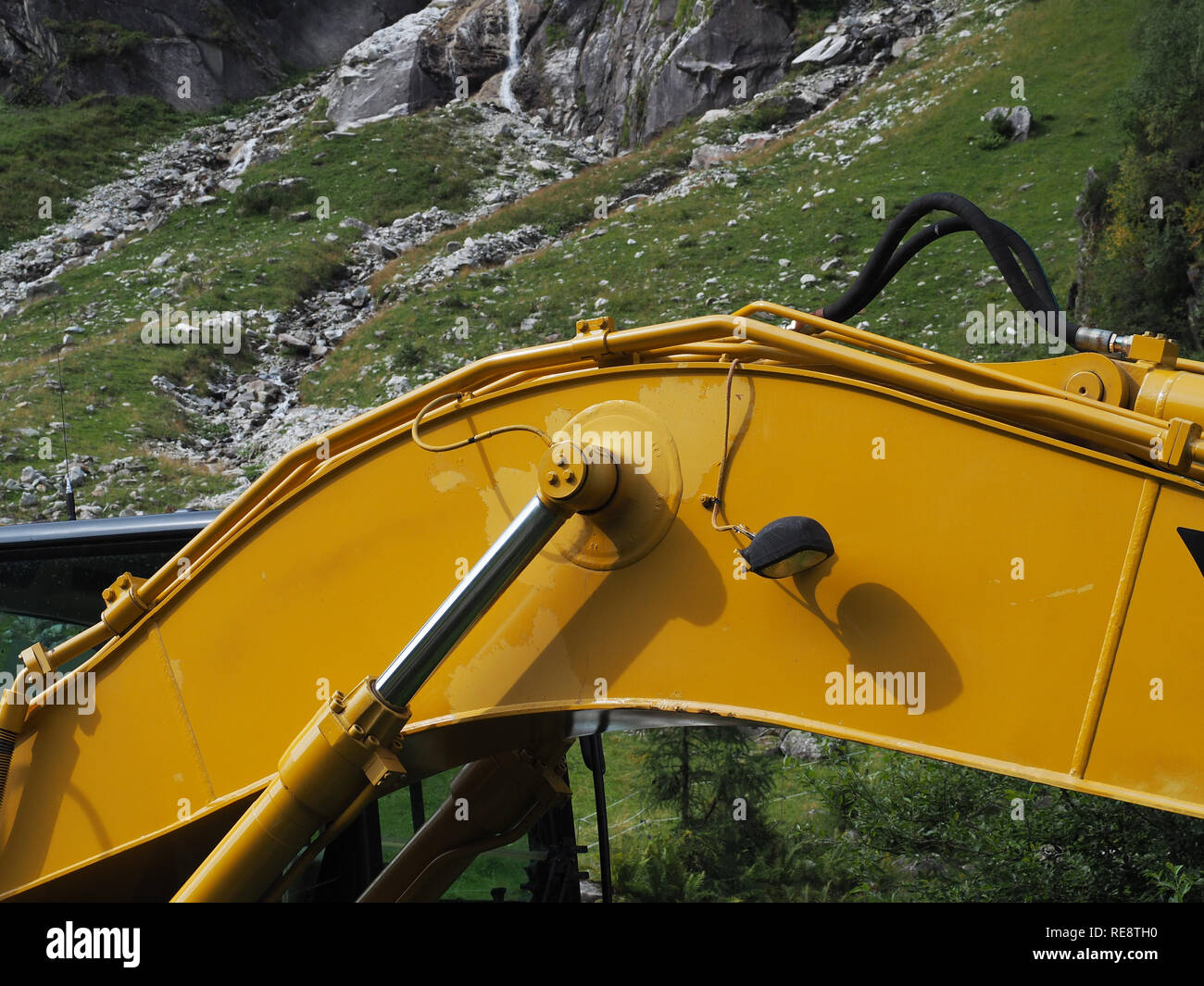 Bras de grue jaune Banque D'Images