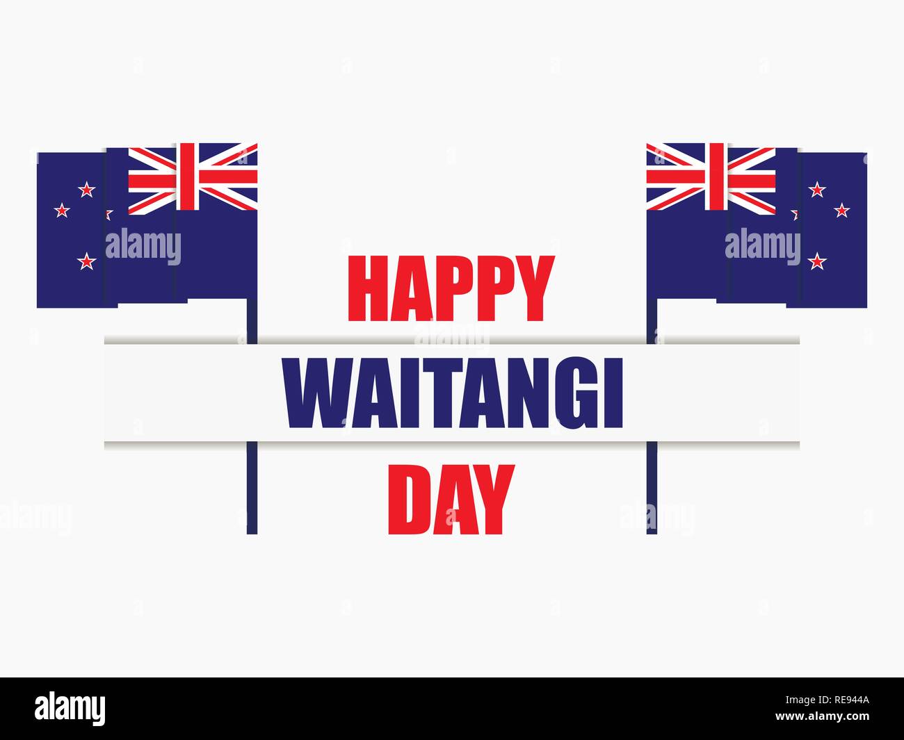 Waitangi Day, le 6 février. Carte de souhaits avec le drapeau de la Nouvelle-Zélande. Fête nationale. Vector illustration Illustration de Vecteur