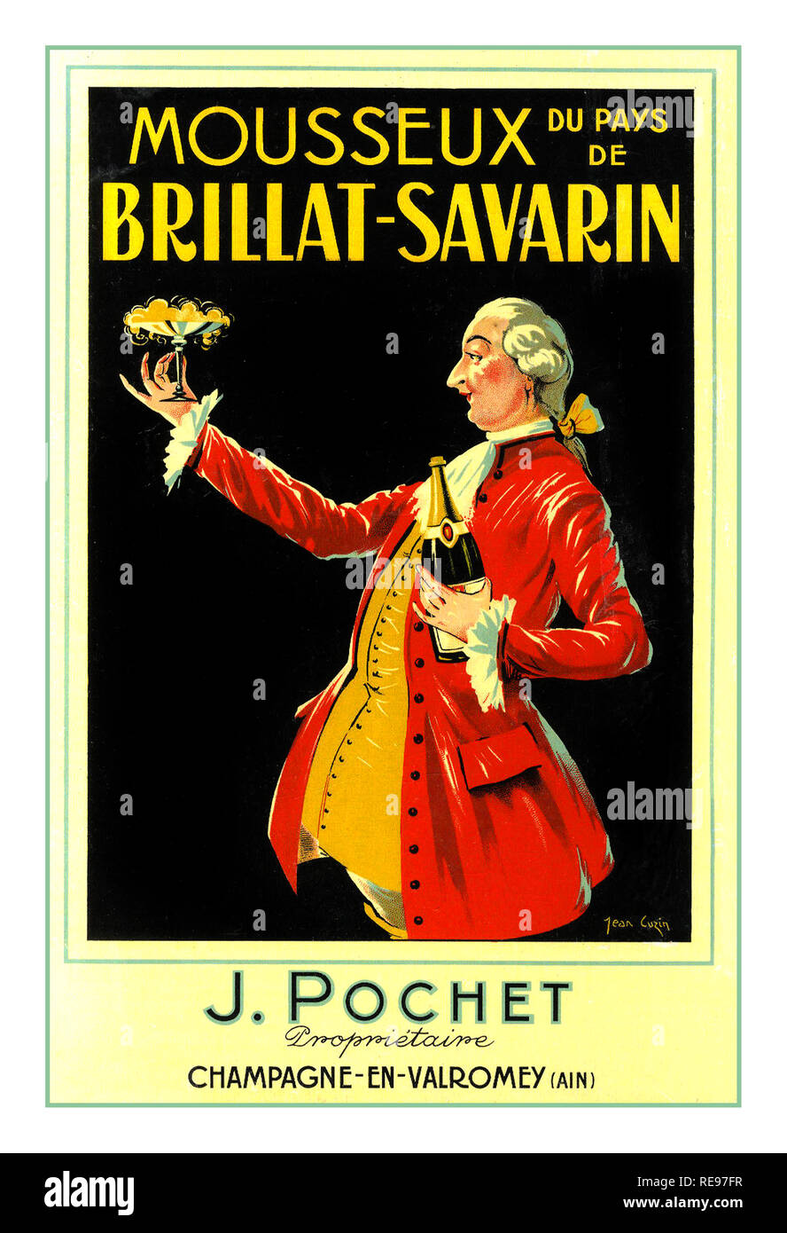 Vintage 1900 Champagne Poster J Pochet Champagne-En Valromey AIN Mousseux du Pays de Brillat-Savarin France Banque D'Images