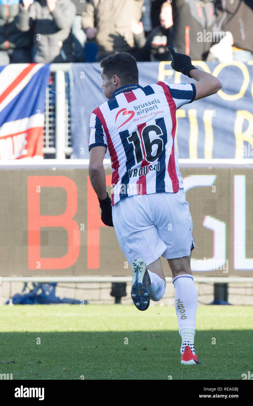 Tilburg Pays-Bas 20 janvier 2019 Soccer : Willem II v de l'Eredivisie NAC Breda Marios 2018-2019 Vrousai (Willem II) Banque D'Images