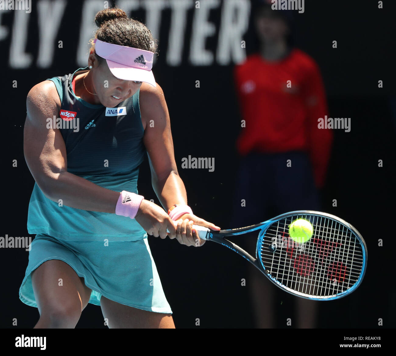 Melbourne Park, Melbourne, Australie. 21 Jan, 2019. Open de tennis d'Australie, jour 8 ; Naomi de Osaka Japon renvoie la balle contre Anastasija Sevastova de Lettonie : Action Crédit Plus Sport/Alamy Live News Banque D'Images