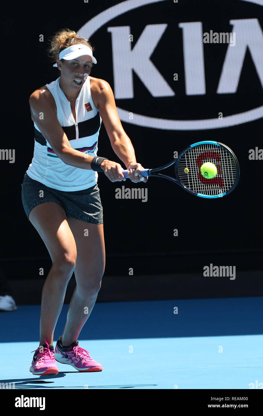 Melbourne Park, Melbourne, Australie. 21 Jan, 2019. Open de tennis d'Australie, jour 8 ; Madison Keys of USA renvoie la balle contre Elina Svitolina de Ukraine Credit : Action Plus Sport/Alamy Live News Banque D'Images