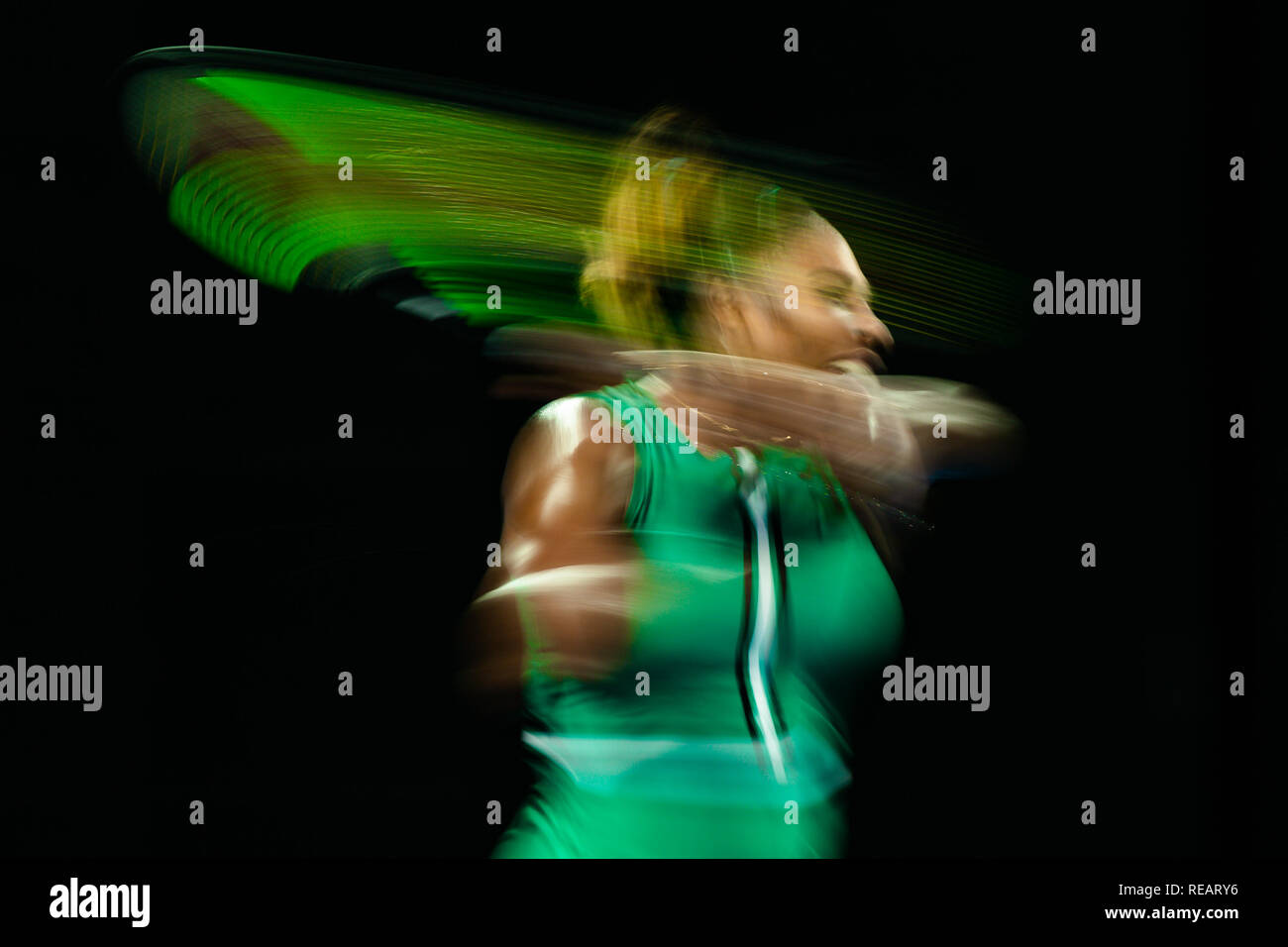 Melbourne, Australie. 21Th Jan, 2019. Serena Williams de USA fait son chemin dans le QF au jour 8 à l'Australian Open 2019 Tournoi de tennis du Grand Chelem à Melbourne, Australie. Frank Molter/Alamy live news Banque D'Images