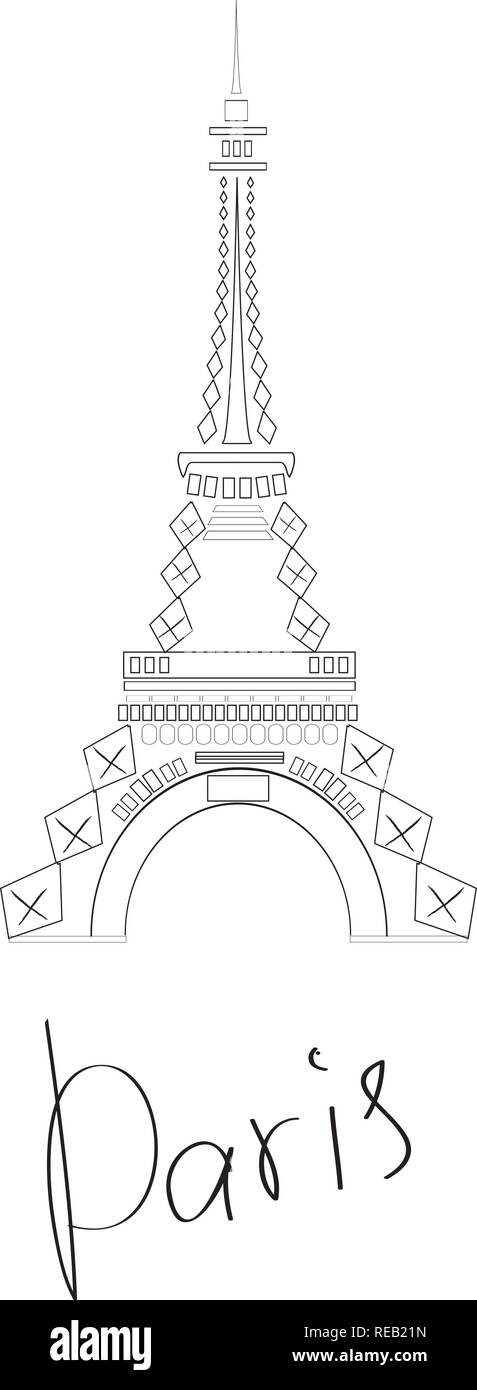 Vector illustration de silhouette de la Tour Eiffel Paris. Illustration de Vecteur