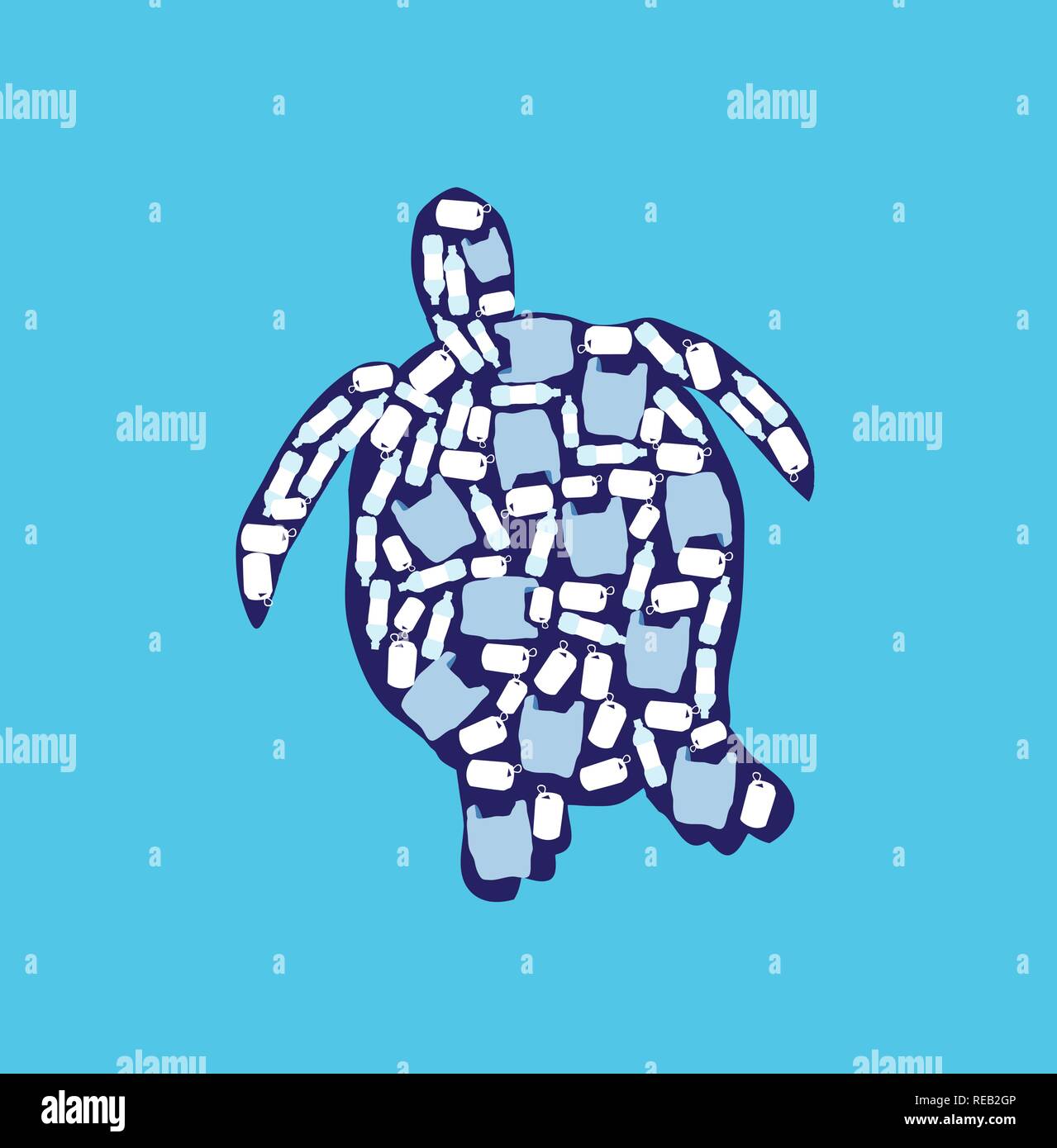 Vector illustration d'arrêter la pollution plastique de l'océan. l'écologie, le jour de la Terre. Illustration de Vecteur