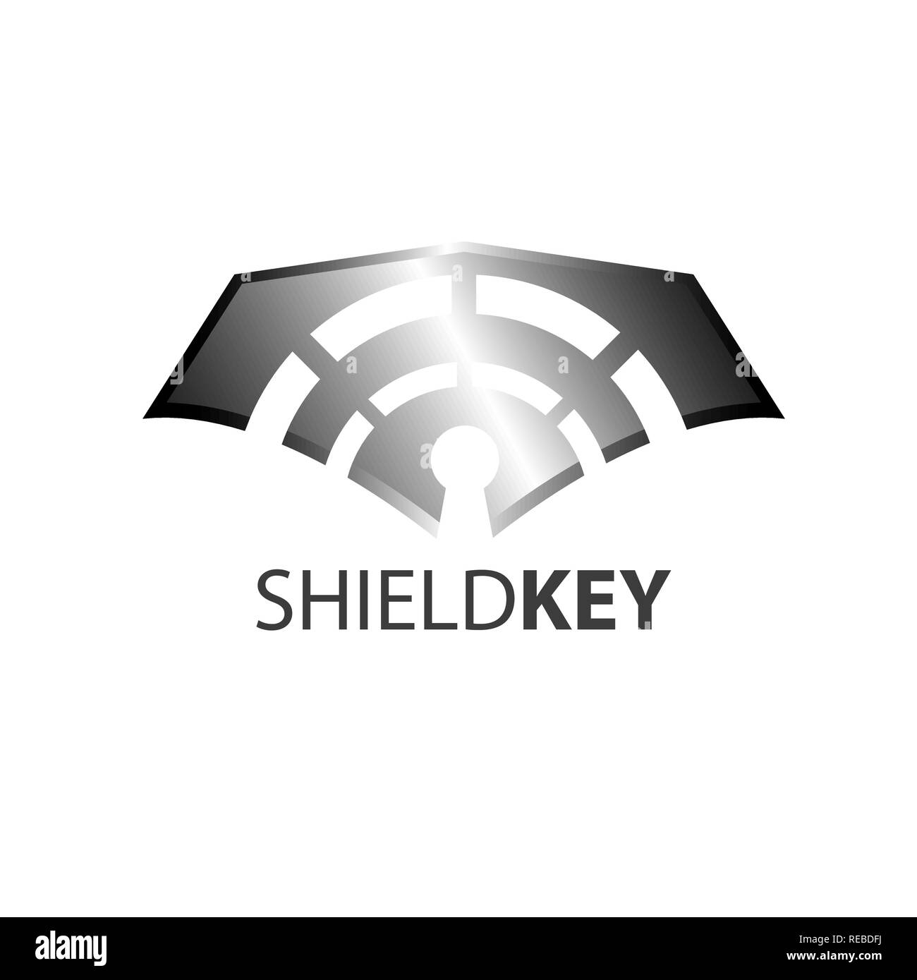 Shield key logo concept design. Modèle de graphique vectoriel de l'élément symbole Illustration de Vecteur