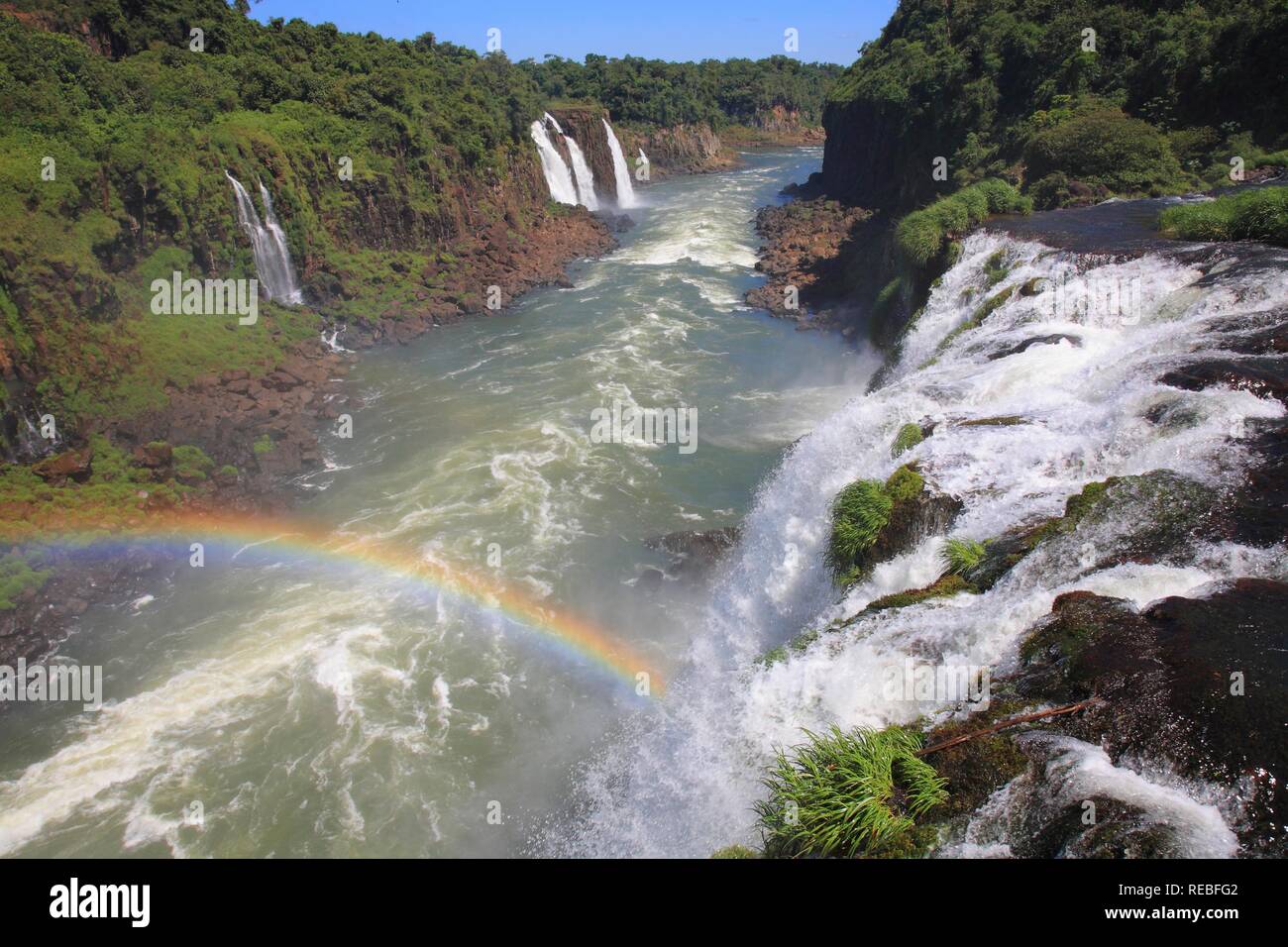 Rio Iguaçu river traversant la forêt tropicale brésilienne, Parana, Brésil, Amérique du Sud Banque D'Images
