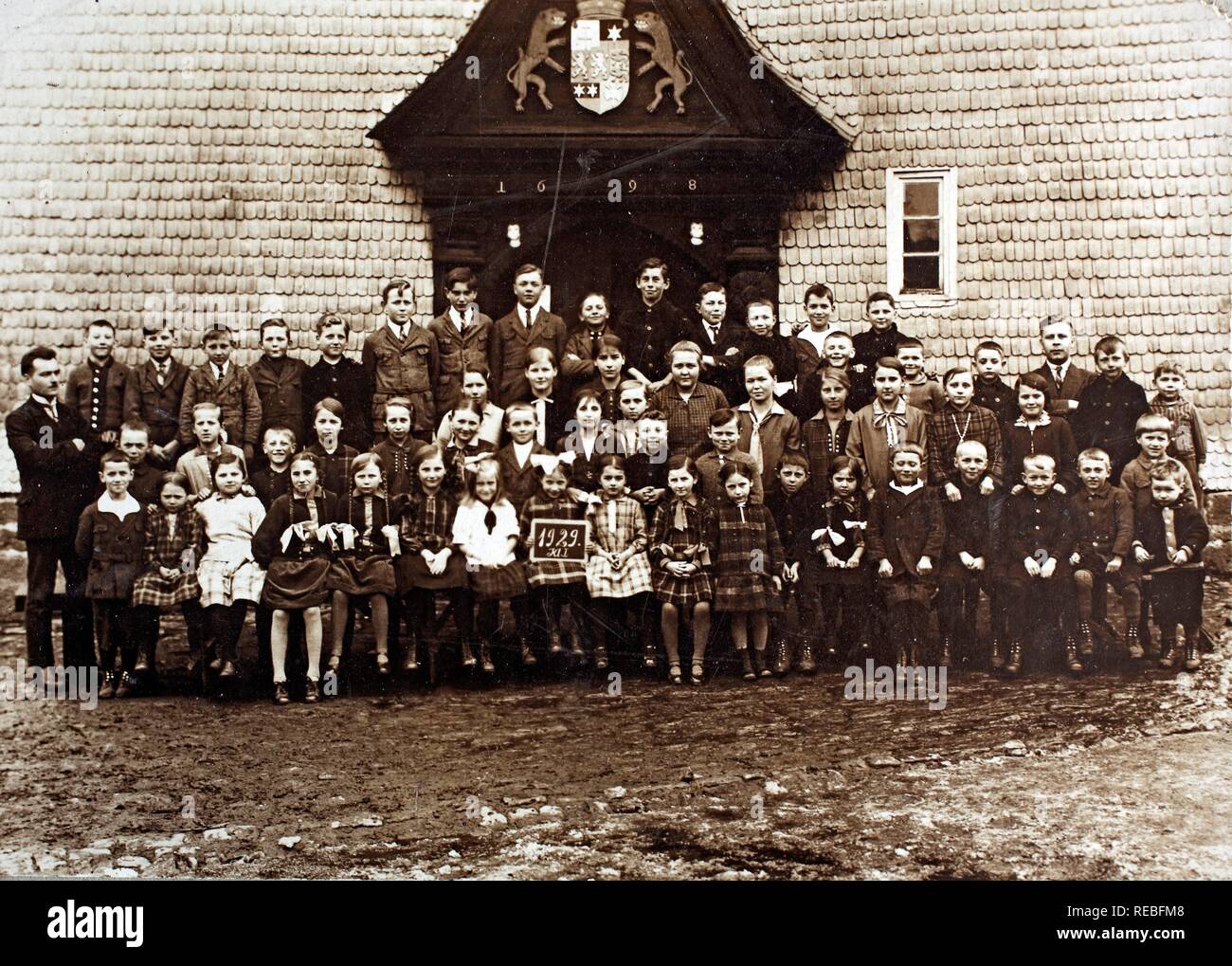 Photo historique, classe, première année, 1929, Allemagne Banque D'Images