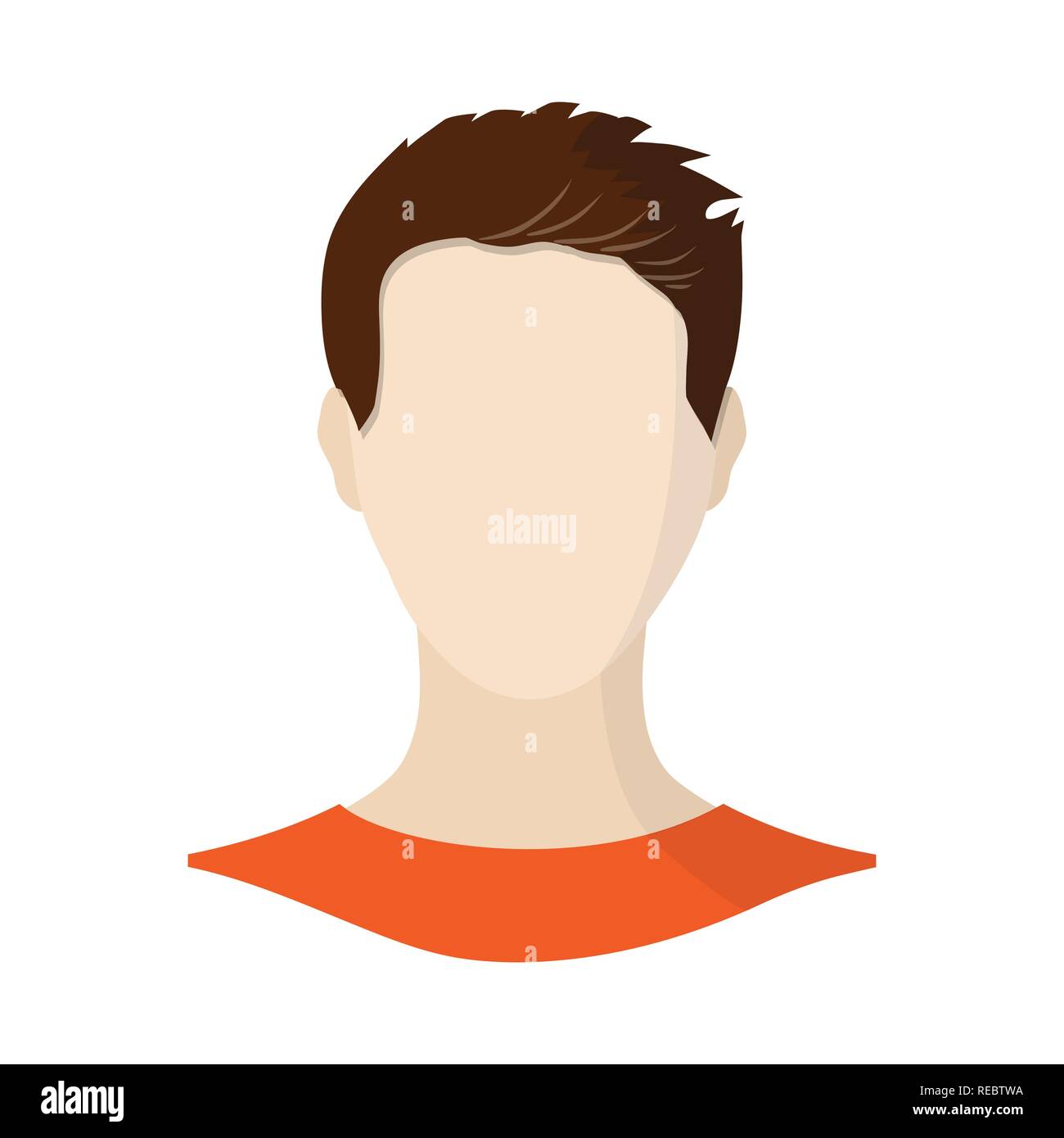L Homme Cheveux Brune Coupe Perruque Orange Raglan Coiffure Fashion Avatar Faux Personne Image Coiffure Portrait Photo Professionnels Personnage Set Profil Vector Icon Illustration Collection Isole Design Graphisme Element Signe Caricature Couleur