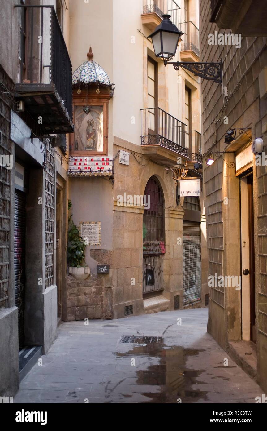 Quartier Gothique, ruelle étroite, Barcelone, Catalogne, Espagne Banque D'Images