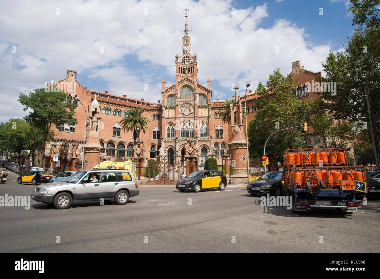 Hôpital de la Santa Creu i Sant Pau, site classé au Patrimoine Mondial de l'Unesco, l'architecte Luis Doménech y Montaner, de l'Eixample Banque D'Images