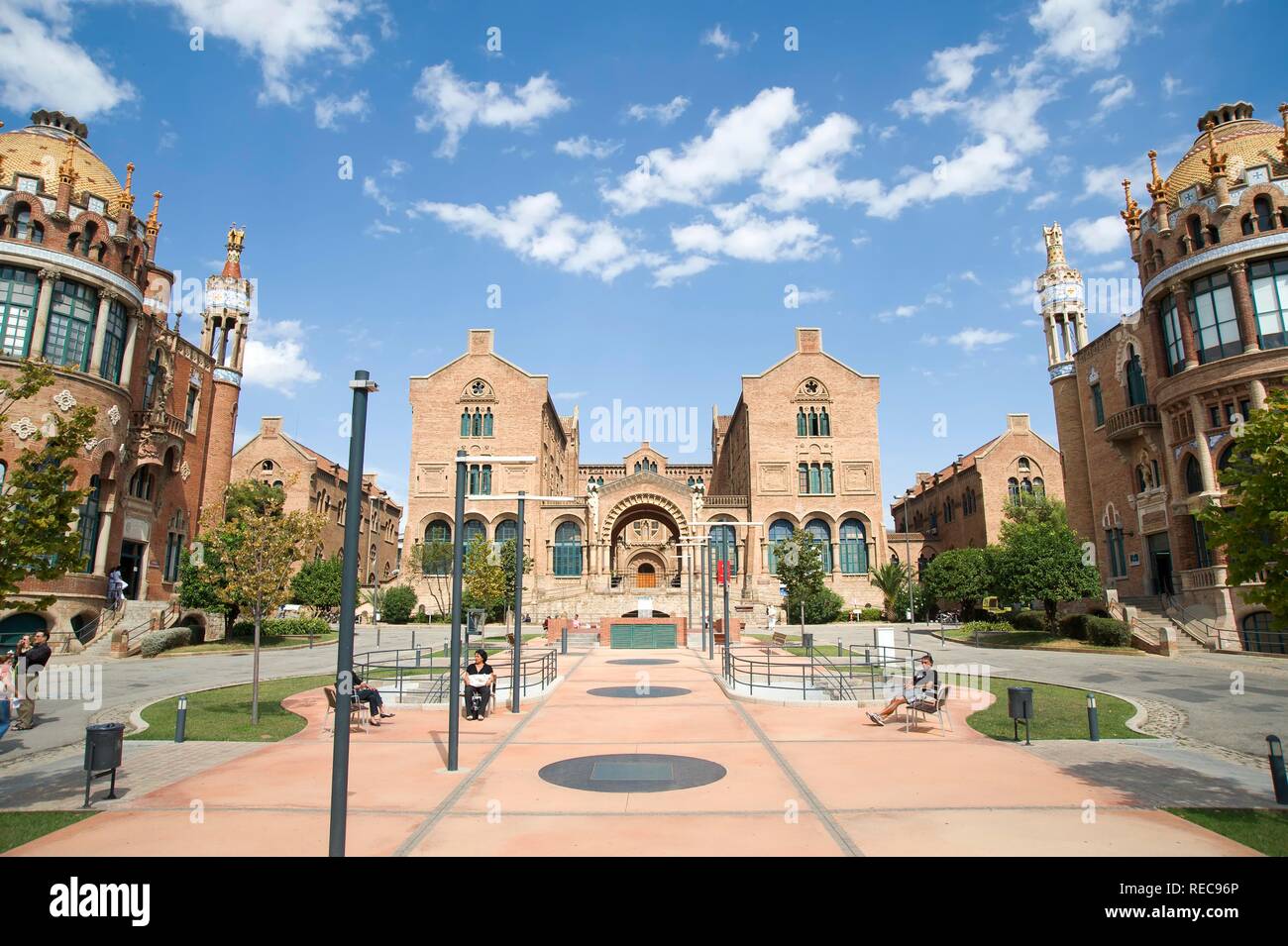 Pavillons, Hôpital de la Santa Creu i Sant Pau, site classé au Patrimoine Mondial de l'Unesco, l'architecte Luis Doménech y Montaner Banque D'Images