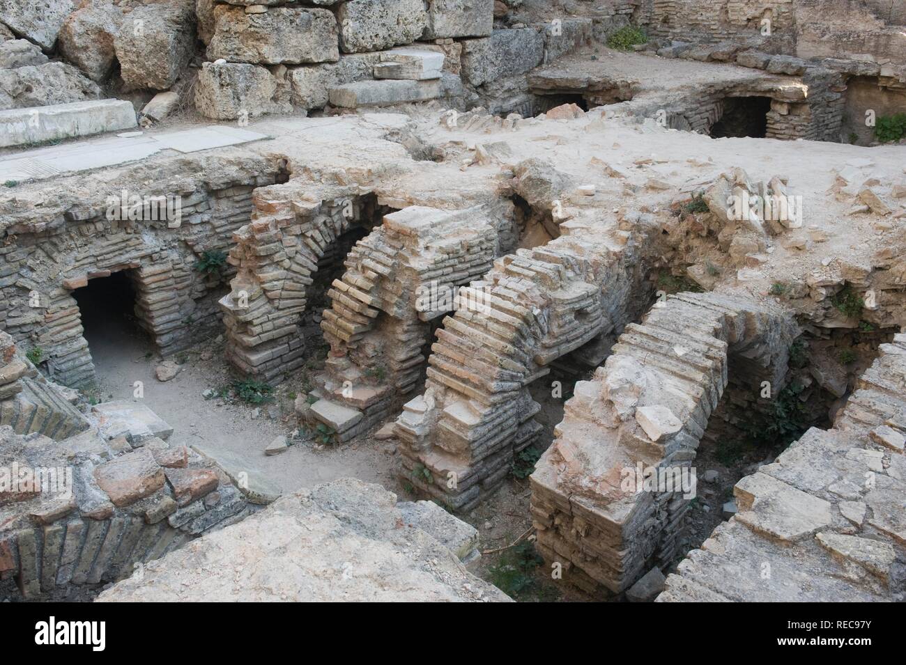 Intérieur de la Roman thermae, Perga, Antalya, Turquie Banque D'Images