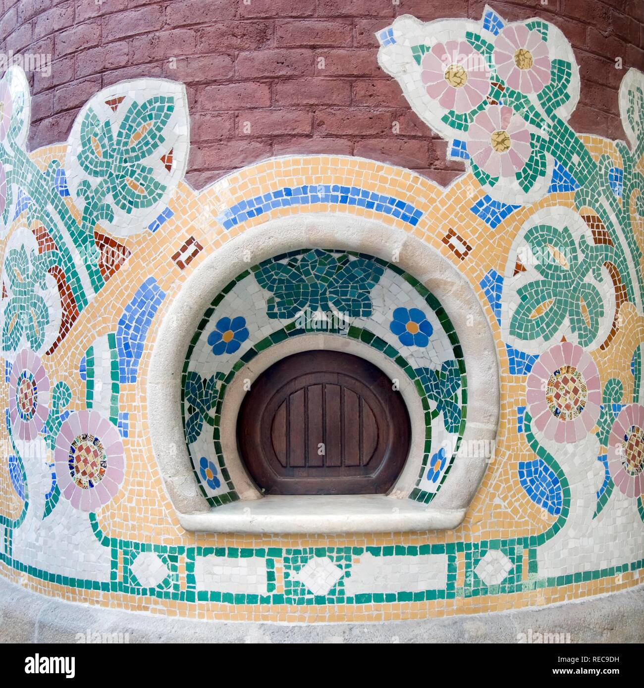 Palau de la Musica Catalana, Palais de la musique catalane, mosaïques de la billetterie, l'architecte Luis Doménech y Montaner Banque D'Images