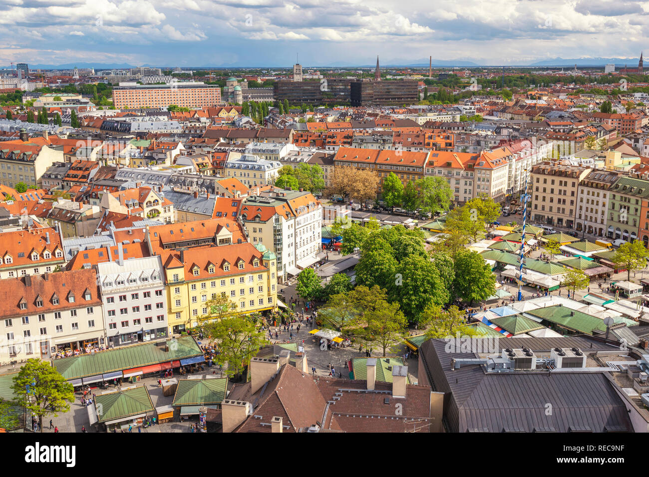 Munich Allemagne, vue aérienne sur la ville au marché Viktualien Banque D'Images