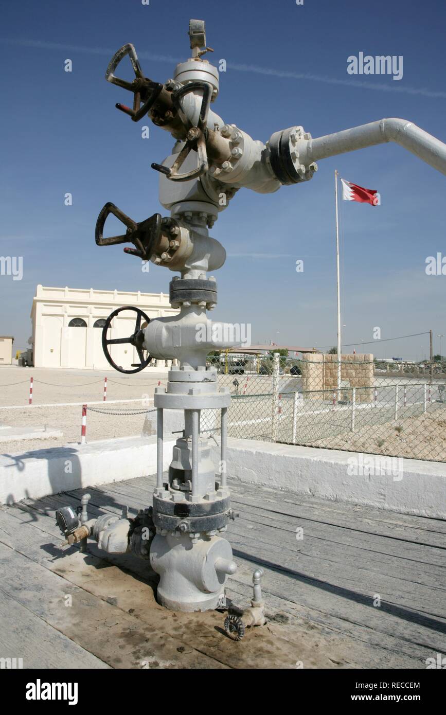 Ainsi l'huile no 1, premier trou de forage et d'extraction, toujours en exploitation, utilisé aujourd'hui comme un musée de l'huile, Royaume de Bahreïn Banque D'Images