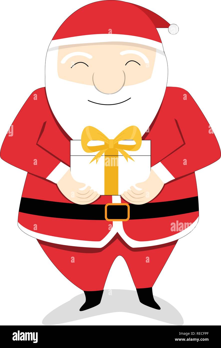 Père Noël isolé envoyer un cadeau fort à vous, vector art Illustration de Vecteur
