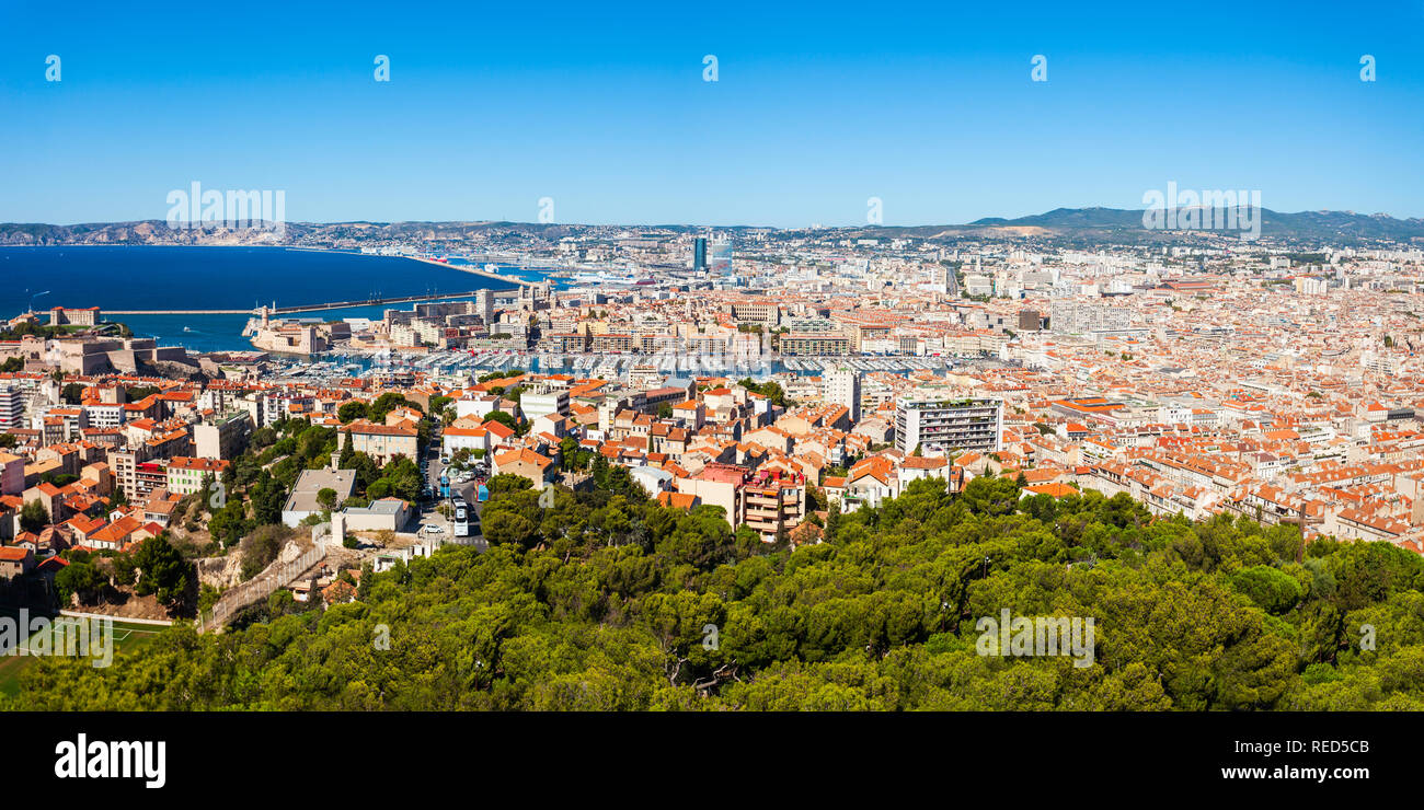 Antenne de Marseille vue panoramique. Marseille est la deuxième plus grande ville de France. Banque D'Images