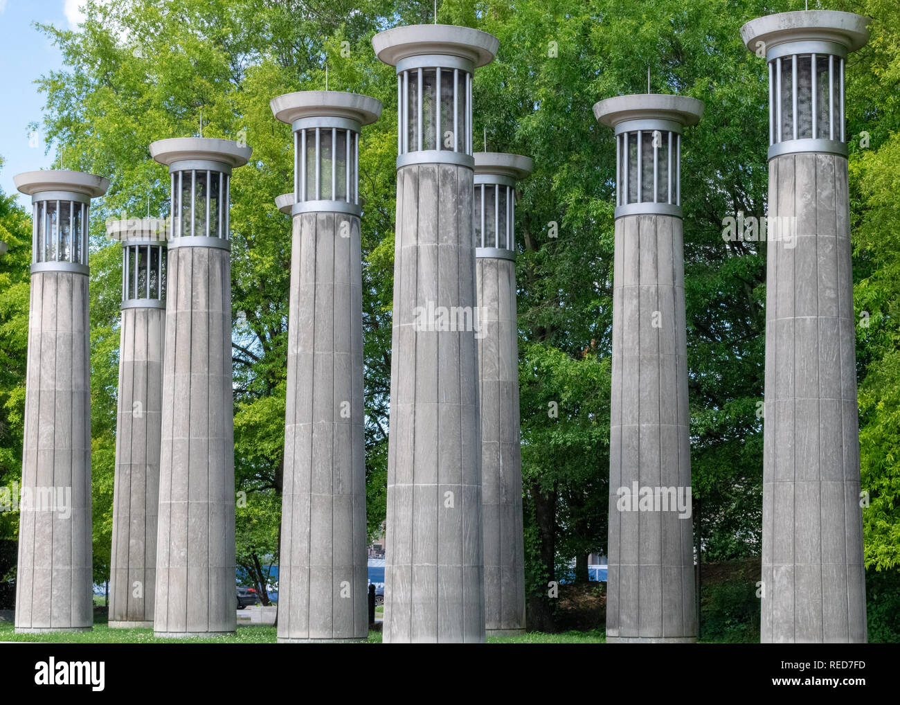 Les 95 cloches du carillon, situé à Nashville dans le Bicentennial Capitol Mall State Park, à Nashville, Tennessee. Banque D'Images