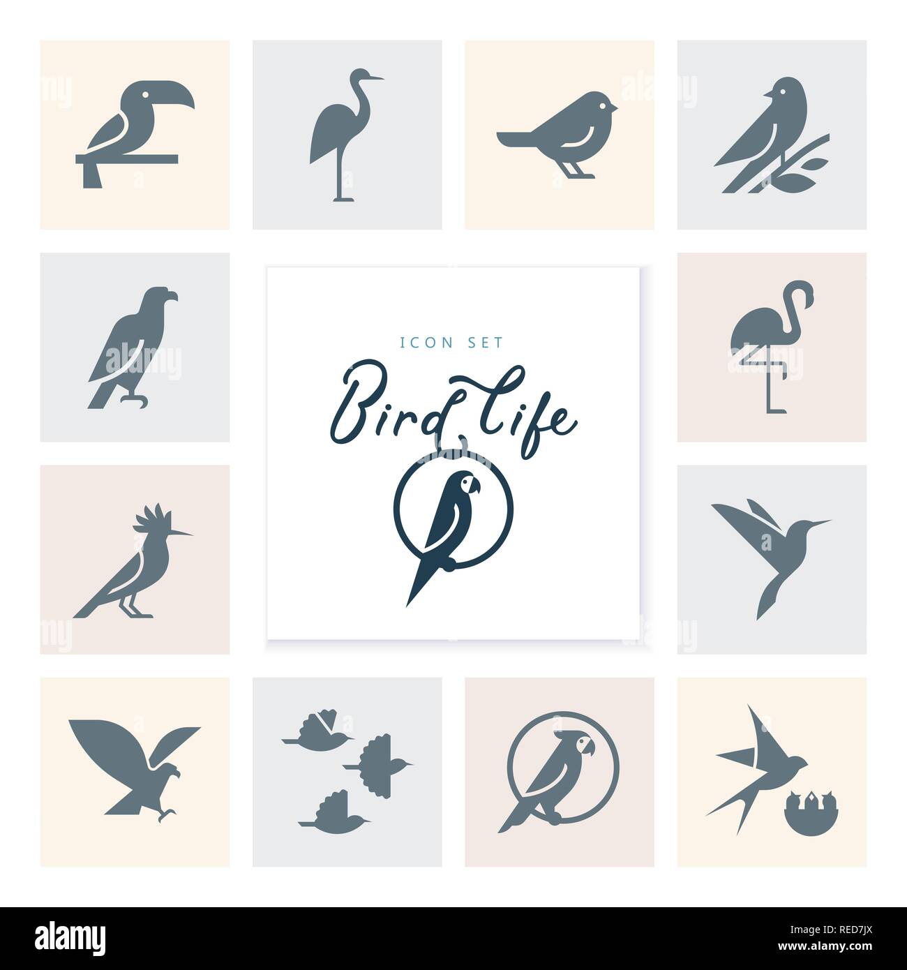 Oiseaux Vector Icon Set en télévision style pour des produits, marques ou des graphiques. Illustration de Vecteur