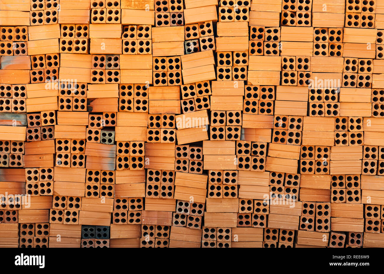 Vieux Mur de brique rouge texture background Banque D'Images