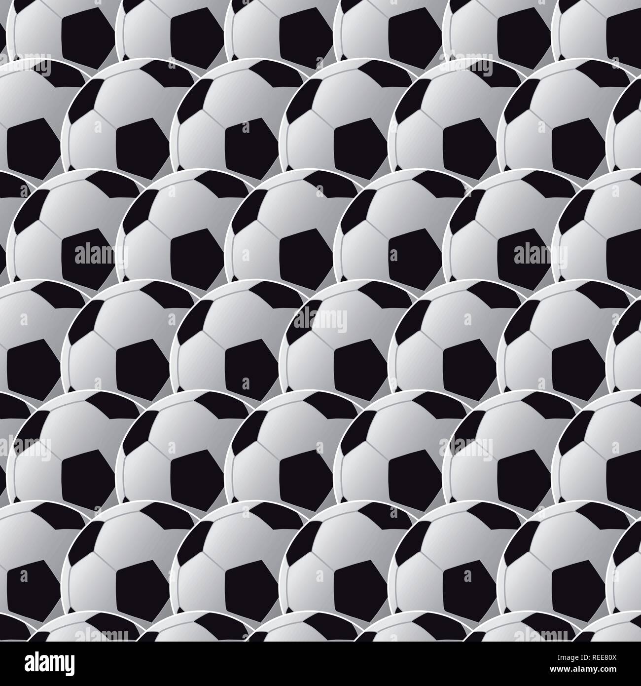 Modèle sans couture avec le soccer (football) balls noir et blanc Illustration de Vecteur