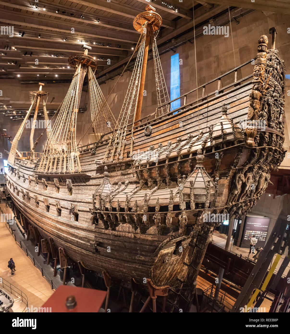 Stockholm, Suède - le 18 novembre 2018. Navire de guerre du 17e siècle Musée Vasa Vasa affichée à l'(Vasamuseet) à Stockholm. Banque D'Images