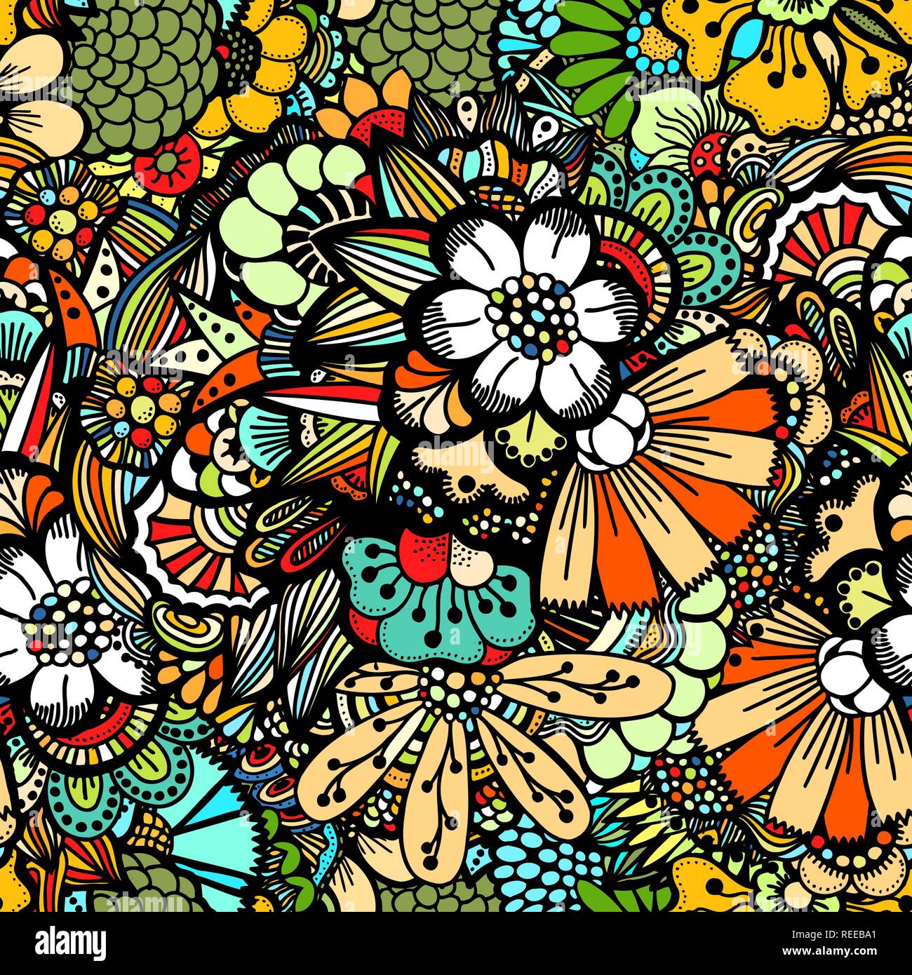 Motif fleurs décoratives carte transparente vecteur illustration Doodle plantes drôle Illustration de Vecteur