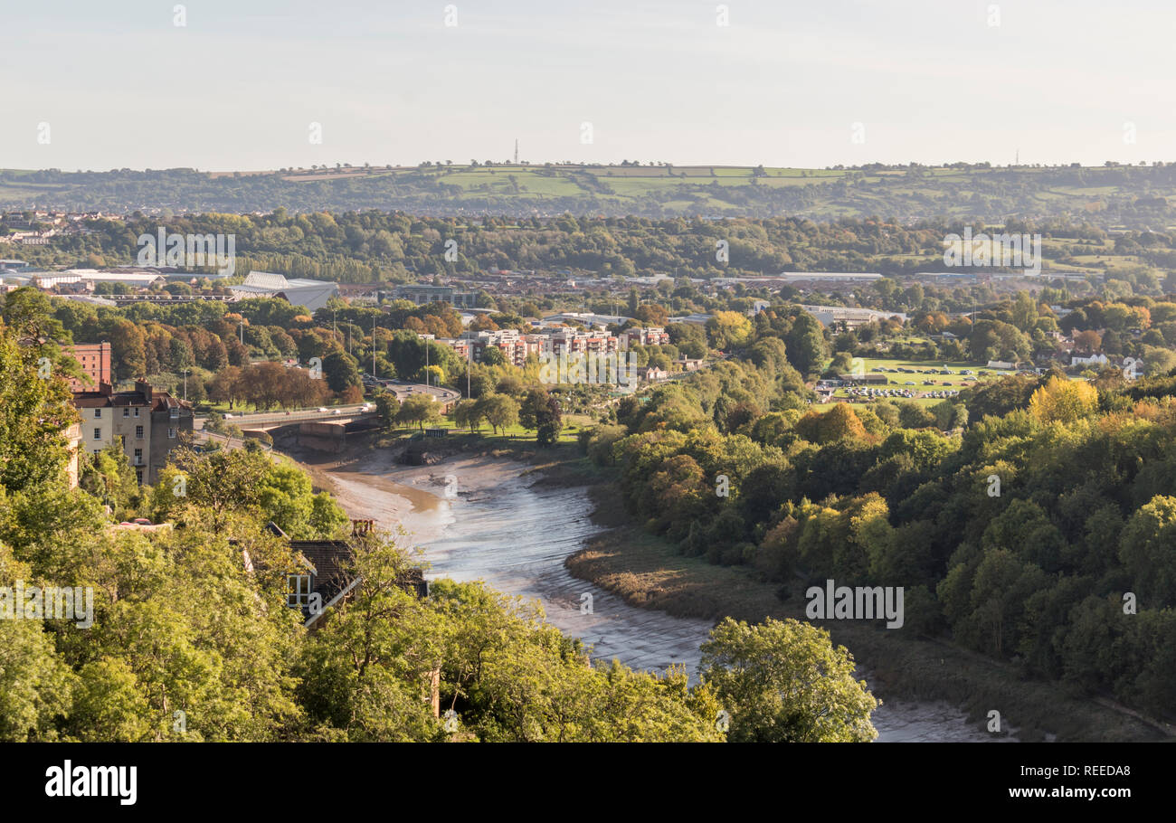 Vue depuis le pont suspendu de Clifton, Bristol, UK Banque D'Images