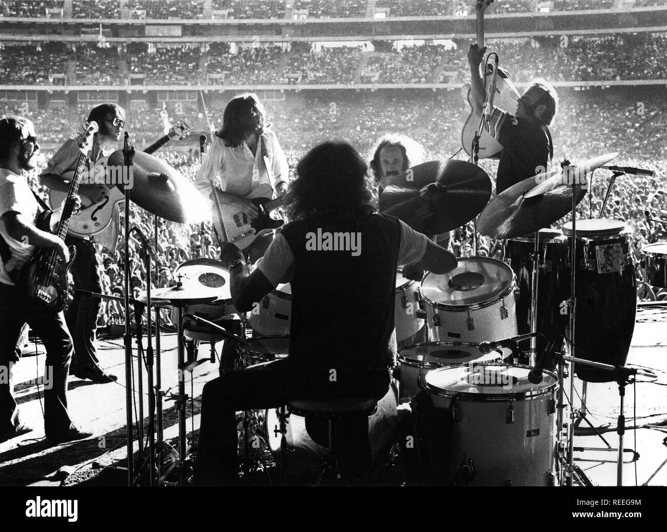 Stade d'Oakland, États-Unis - 1974, (Photo Gijsbert Hanekroot) Crosby, Stills, Nash & Young Banque D'Images