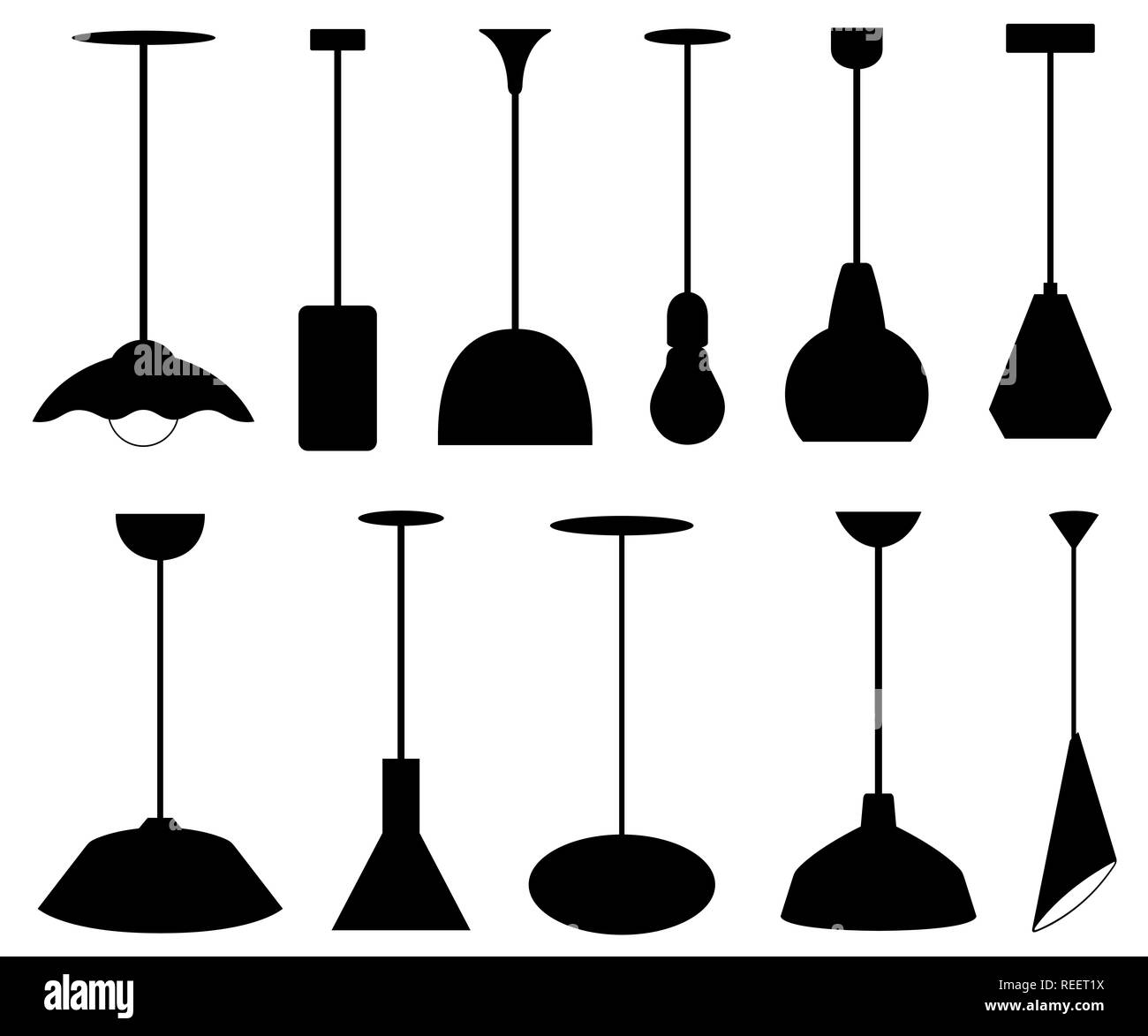 Ensemble de lampes pendants différents isolated on white Banque D'Images