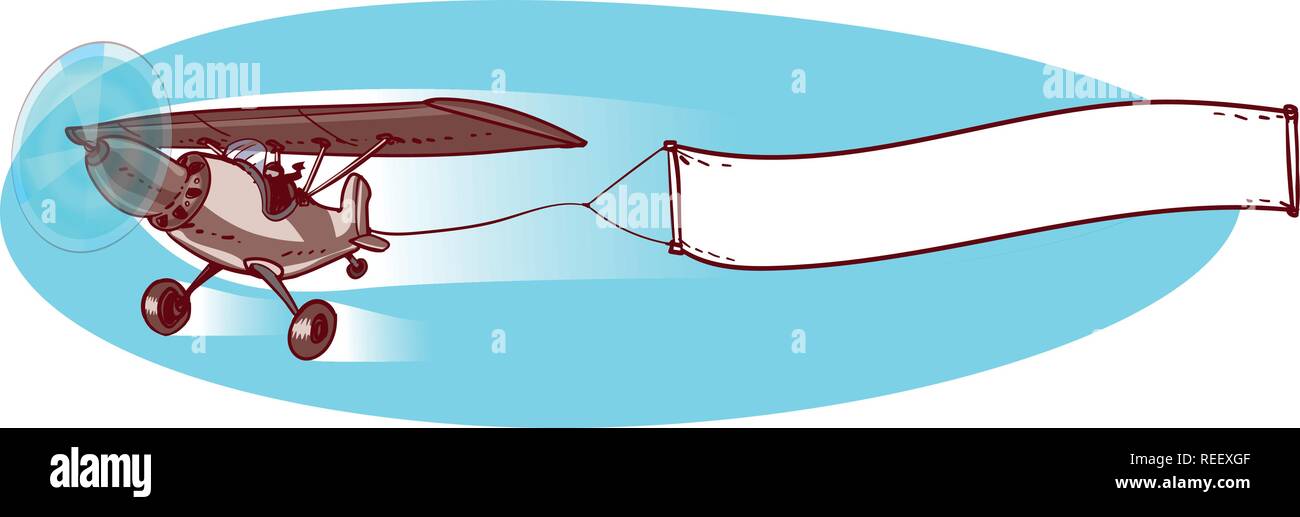 Un avion à hélice unique avec ouverture vierge sur sa queue, cartoon style vector illustration. Illustration de Vecteur