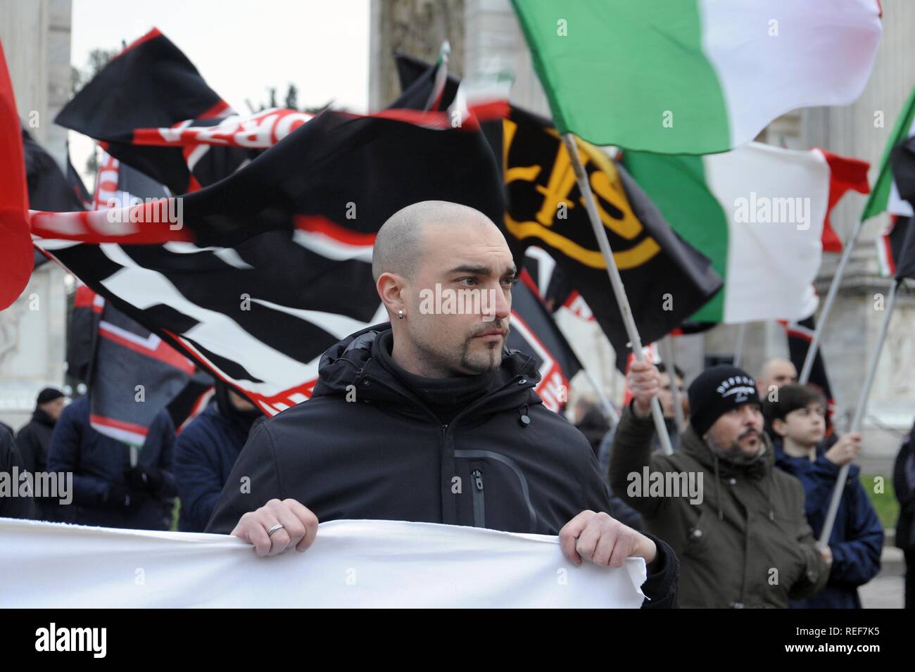 Milan (Italie), réunion du groupe politique d'extrême droite Forza Nuova Banque D'Images