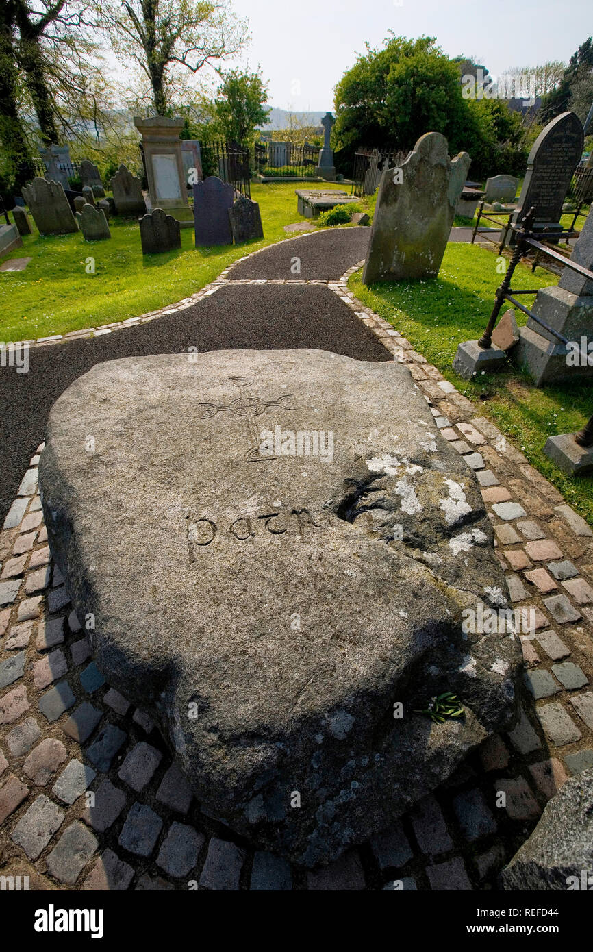 La Tombe de saint Patrick, la cathédrale de Downpatrick Co., vers le bas, l'Irlande du Nord Banque D'Images