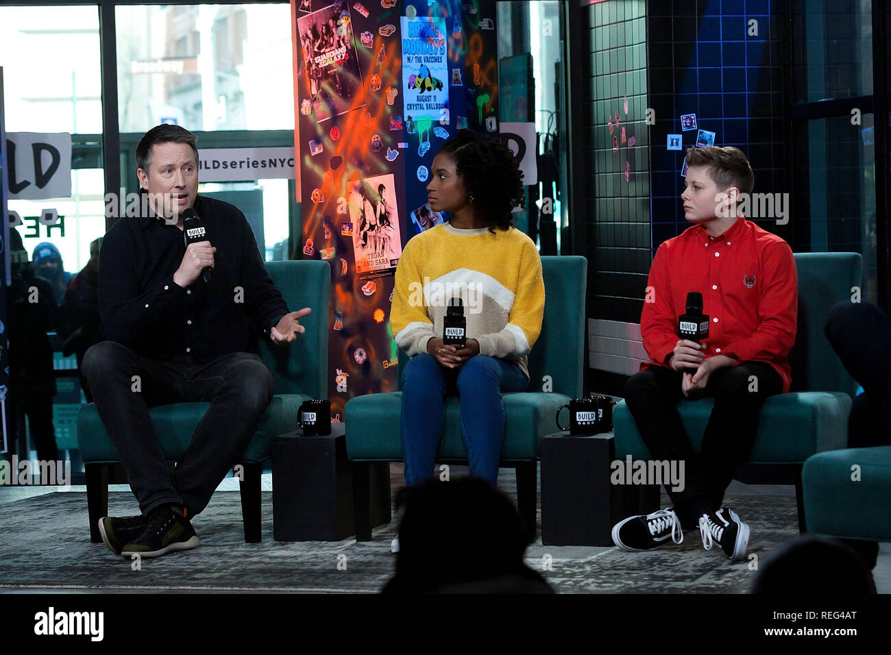 New York, NY - 21 janvier : Construire Série Présente Joe Cornish, Rhianna Dorris, Louis Ashbourne Serkis discuter de 'l'enfant qui serait King' à construire Studio le lundi, Janvier 21, 2019 à New York, NY (Photo par Steve Mack/S.D. Mack Photos) Banque D'Images