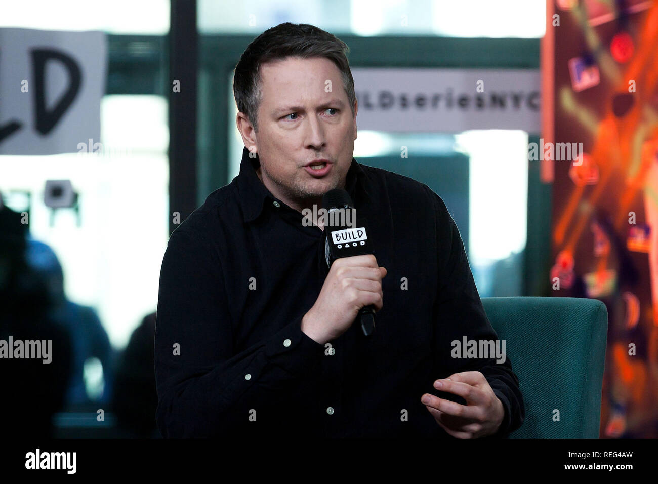 New York, NY - 21 janvier : Construire Série Présente Joe Cornish discuter de 'l'enfant qui serait King' à construire Studio le lundi, Janvier 21, 2019 à New York, NY (Photo par Steve Mack/S.D. Mack Photos) Banque D'Images