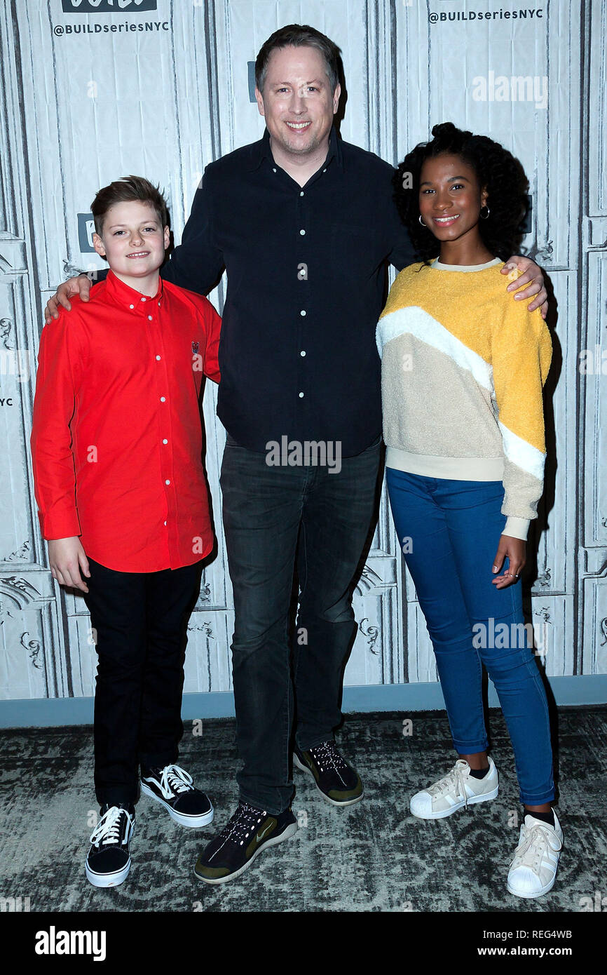 New York, NY - 21 janvier : Construire série présente Louis Ashbourne Serkis, Joe Cornish, Rhianna Dorris discuter de 'l'enfant qui serait King' à construire Studio le lundi, Janvier 21, 2019 à New York, NY (Photo par Steve Mack/S.D. Mack Photos) Banque D'Images