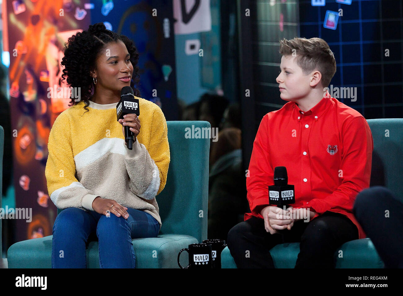 New York, NY - 21 janvier : Construire série présente Rhianna Dorris, Louis Ashbourne Serkis discuter de 'l'enfant qui serait King' à construire Studio le lundi, Janvier 21, 2019 à New York, NY (Photo par Steve Mack/S.D. Mack Photos) Banque D'Images